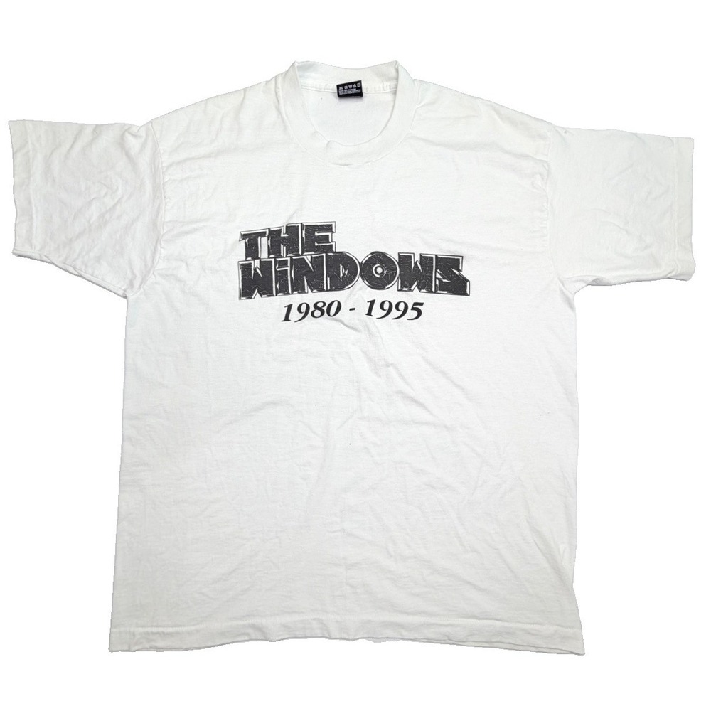 Vintage‎ 1995 The Windows 1980-1995 T-Shirt XL USA Made White Band Tee